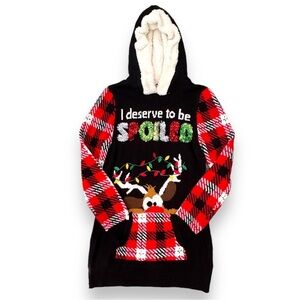 NOBO Junior Small (3-5) Hoodie Ugly Christmas Sweater, “I Deserve to Be Spoiled”